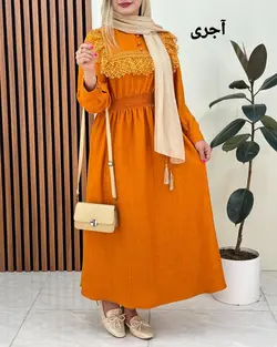 پیراهن بلند گیپور دار کد f326