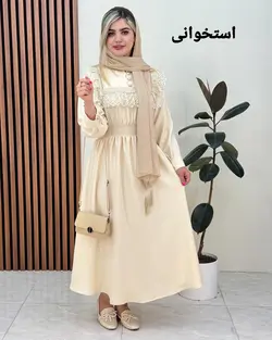 پیراهن بلند گیپور دار کد f326