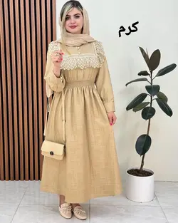 پیراهن بلند گیپور دار کد f326