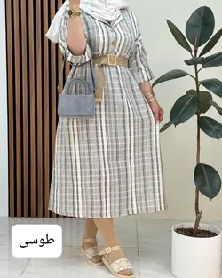 پیراهن راه راه کمربند دار کد f566