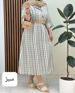 پیراهن راه راه کمربند دار کد f566