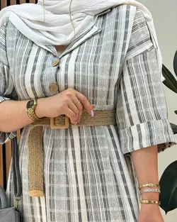 پیراهن راه راه کمربند دار کد f566