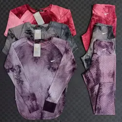 ست ورزشی آبرنگی آستین انگشتی هلالی و لگ نایک - ورزشاپ