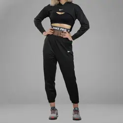 ست کراپ آستین دار جلو هلالی و شلوار بالا تور نایک - ورزشاپ