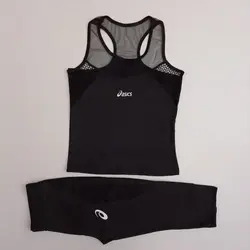 ست تاپ و شلوارک ورزشی زنانه مشکی آسیکس تخفیف خاص - ورزشاپ