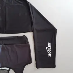 ست نیم تنه و لگ ورزشی زنانه JUST DO IT - جنس فلامنت - ورزشاپ