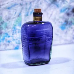 بطری شیشه ای دست ساز کتابی گردن برنجی (کد 40)