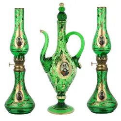 ست چراغ گردسوز و گلاب پاش طرح قجر