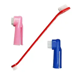 ست مسواک دو طرفه و انگشتی مخصوص سگ و گربه مدل TB-03Red