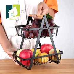 استند فلزی دو طبقه دسته چوبی