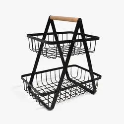 استند فلزی دو طبقه دسته چوبی