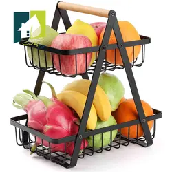 استند فلزی دو طبقه دسته چوبی