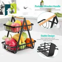 استند فلزی دو طبقه دسته چوبی