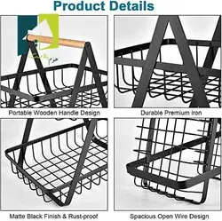 استند فلزی دو طبقه دسته چوبی