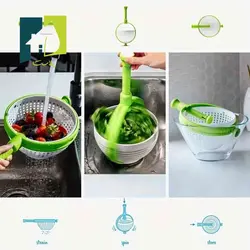 سبد خشک کن سبزی چرخشی دسته تاشو