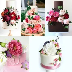 ست کاتر و وینر سیلیکونی فوندانت مدل گل پیونی مجموعه 6 عددی