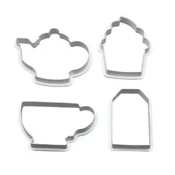 کاتر شیرینی پزی تی پارتی مدل قوری و فنجان مجموعه 4 عددی