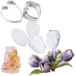 ست وینر و کاتر فوندانت بهگز مدل گل لاله مجموعه 5 عددی