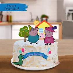 تاپر و ابزار تزیین کیک بهگز مدل پپا پیگ مجموعه 4 عددی