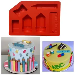 قالب سیلیکونی مولد فوندانت و تزیین کیک مدل لوازم تحریر