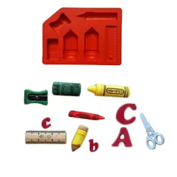 قالب سیلیکونی مولد فوندانت و تزیین کیک مدل لوازم تحریر