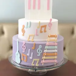 قالب سیلیکونی مولد فوندانت و تزیین کیک مدل نت موسیقی