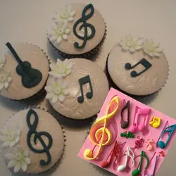 قالب سیلیکونی مولد فوندانت و تزیین کیک مدل نت موسیقی