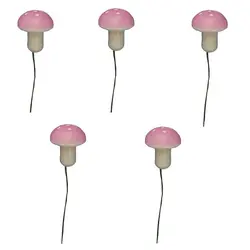 ابزار و ماکت تزیین کیک مدل قارچ مینیاتوری صورتی مجموعه 10 عددی