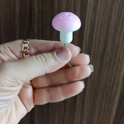 ابزار و ماکت تزیین کیک مدل قارچ مینیاتوری صورتی مجموعه 10 عددی