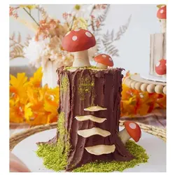 ابزار و ماکت تزیین کیک مدل قارچ مینیاتوری صورتی مجموعه 10 عددی