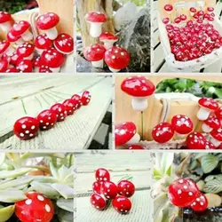 ابزار و ماکت تزیین کیک مدل قارچ مینیاتوری صورتی مجموعه 10 عددی