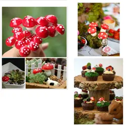 ابزار و ماکت تزیین کیک مدل قارچ مینیاتوری صورتی مجموعه 10 عددی