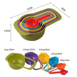 پیمانه اندازه گیری آشپزی و شیرینی مدل رنگارنگ مجموعه 6 عددی