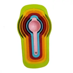 پیمانه اندازه گیری آشپزی و شیرینی مدل رنگارنگ مجموعه 6 عددی