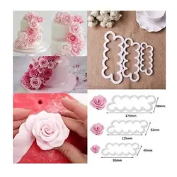 ابزار تزیین کیک و گلسازی مدل کاتر گل رز مجموعه 3 عددی