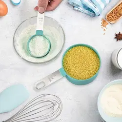 پیمانه اندازه گیری سیلیکونی دسته استیل مجموعه 4 عددی