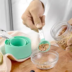 پیمانه اندازه گیری سیلیکونی دسته استیل مجموعه 4 عددی