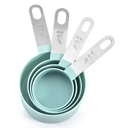 پیمانه اندازه گیری سیلیکونی دسته استیل مجموعه 4 عددی