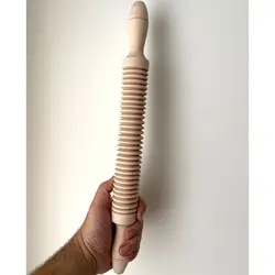 وردنه چوبی شیار دار و خط دار خمیر شیرینی