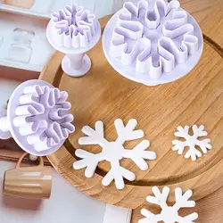 کاتر فشاری شیرینی پزی مدل دانه برف جدید مجموعه 3 عددی