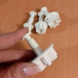 کاتر فشاری شیرینی پزی مدل گل مینا مجموعه 4 عددی