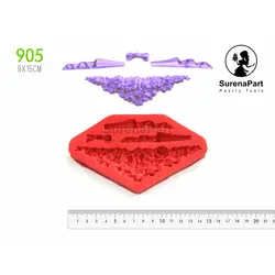 مولد و قالب فوندانت سورنا طرح حاشیه گل و پاپیون کد 905