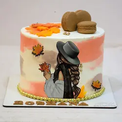 تاپر تزیین کیک به گز مدل دختر پاییز