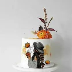 تاپر تزیین کیک به گز مدل دختر پاییز