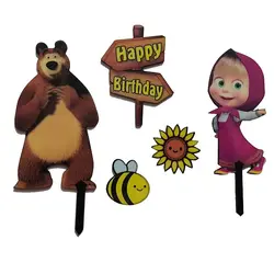 ابزار و تاپر تزیین کیک بهگز مدل ماشا و میشا مجموعه 5 عددی