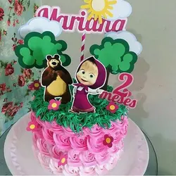 ابزار و تاپر تزیین کیک بهگز مدل ماشا و میشا مجموعه 5 عددی