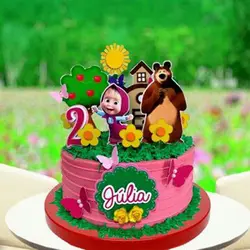 ابزار و تاپر تزیین کیک بهگز مدل ماشا و میشا مجموعه 5 عددی