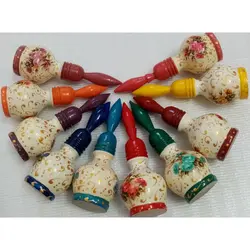 سرمه دان چوبی طرح سه خط طلا کوب - زلفنا