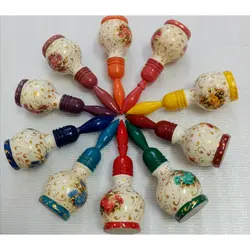 سرمه دان چوبی طرح سه خط طلا کوب - زلفنا