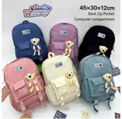 کوله پشتی دخترانه و پسرانه فانتزی خارجی عروسک دار BEAR (کیف مدرسه) کد 20274